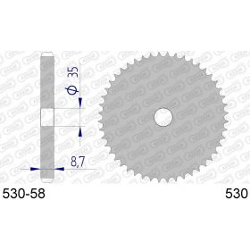 AFAM Tandwiel Achterzijde Aluminium - Blank - 530